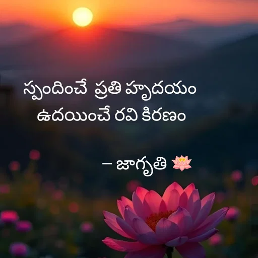 Quote by Krishnaa - స్పందించే  ప్రతి హృదయం 
ఉదయించే రవి కిరణం

                    -- జాగృతి 🪷 - Made using Quotes Creator App, Post Maker App