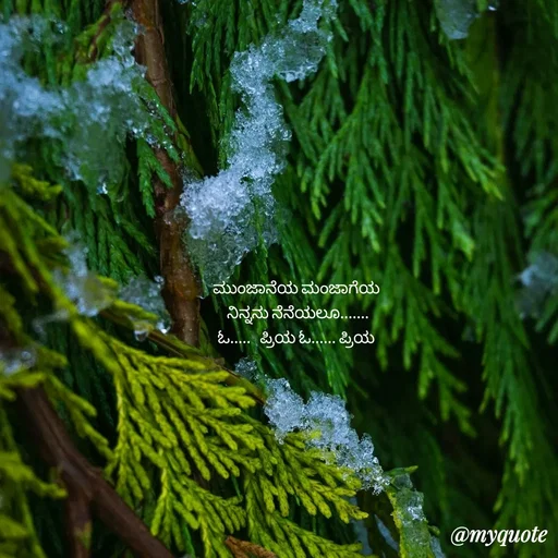 Quote by Suppi Gowda - ಮುಂಜಾನೆಯ ಮಂಜಾಗೆಯ 
ನಿನ್ನನು ನೆನೆಯಲೂ.......
ಓ.....   ಪ್ರಿಯ ಓ...... ಪ್ರಿಯ  - Made using Quotes Creator App, Post Maker App